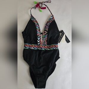 La Blanca Black Swimsuit with Multicolor Accents